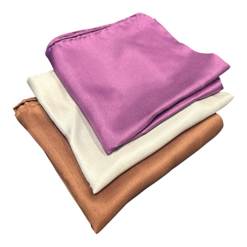 Ashear VTG 100% Silk Hand-Rolled Scarf Pocket Square Collectible Lot (3) B99